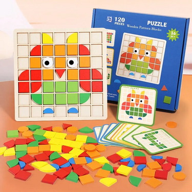 EcoToys MosaFun | Apprentissage créatif - Puzzle mosaïque en bois pour enfants